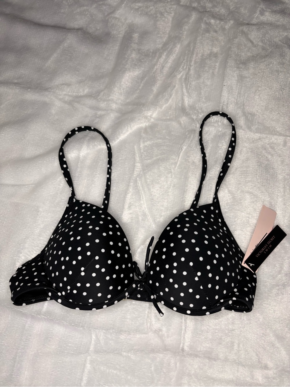 NWT Victoria's Secret Black & White Polka Dot bikini top